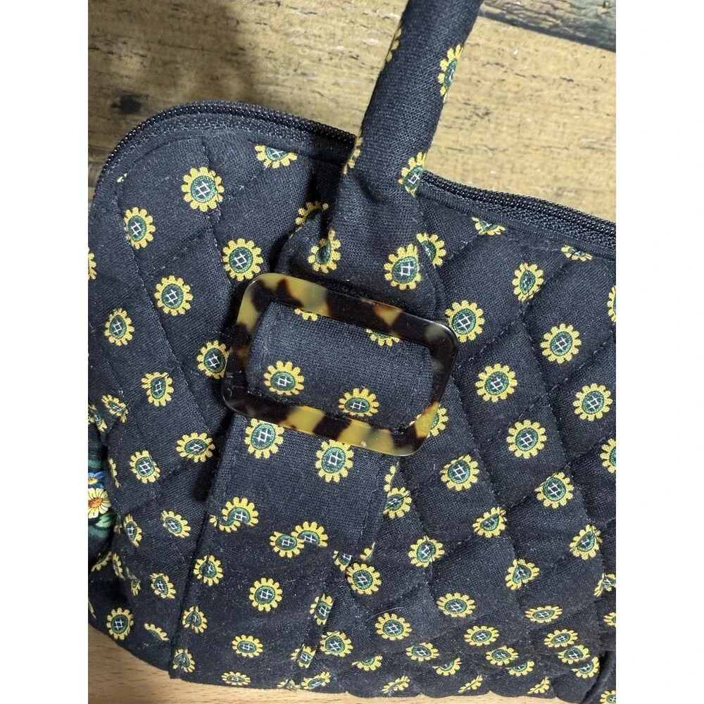 🔥 NEW & RARE VERA BRADLEY Vibrant Black Sun Sunflower Purse Wallet Retired NWT
